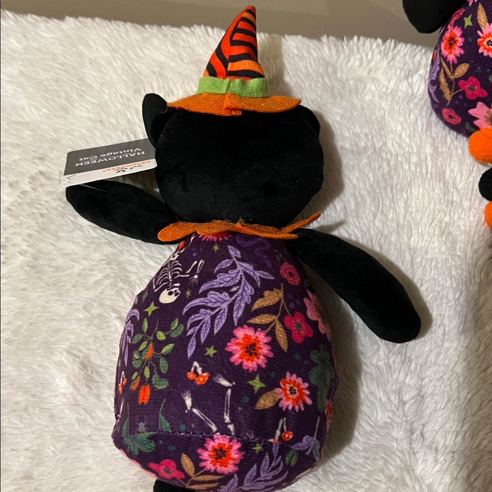 3 Halloween Plush Vintage Style Black Cat 18" Table Decor Shelf Sitter NEW! - Picture 5 of 6